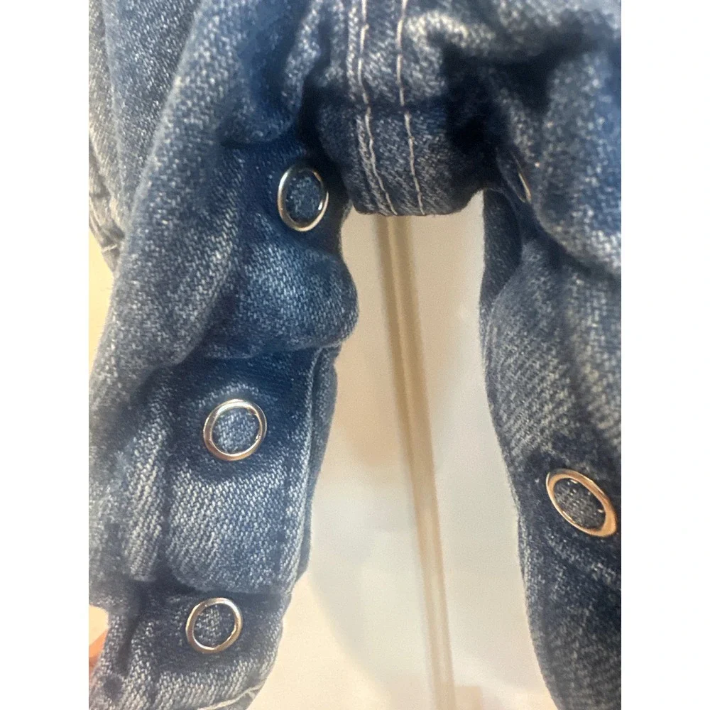 OshKosh Bgosh Baby Vestbak Denim Overalls Blue Snap VTG 90's Size Small